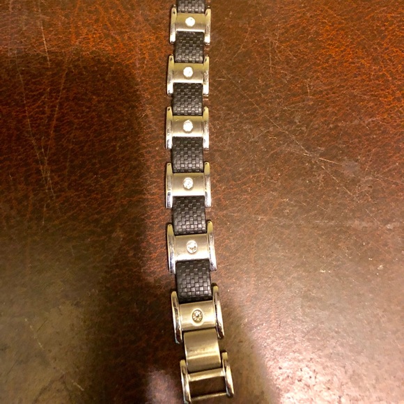 Men’s Bracelet with leather and diamond bezel - Picture 1 of 1